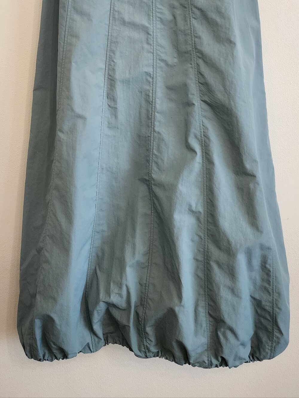 Tiffany Blue Nylon Bubble Skirt Dress Cargo Pulls Midi A-Line Aleeza Paris M NWT - Picture 11 of 15